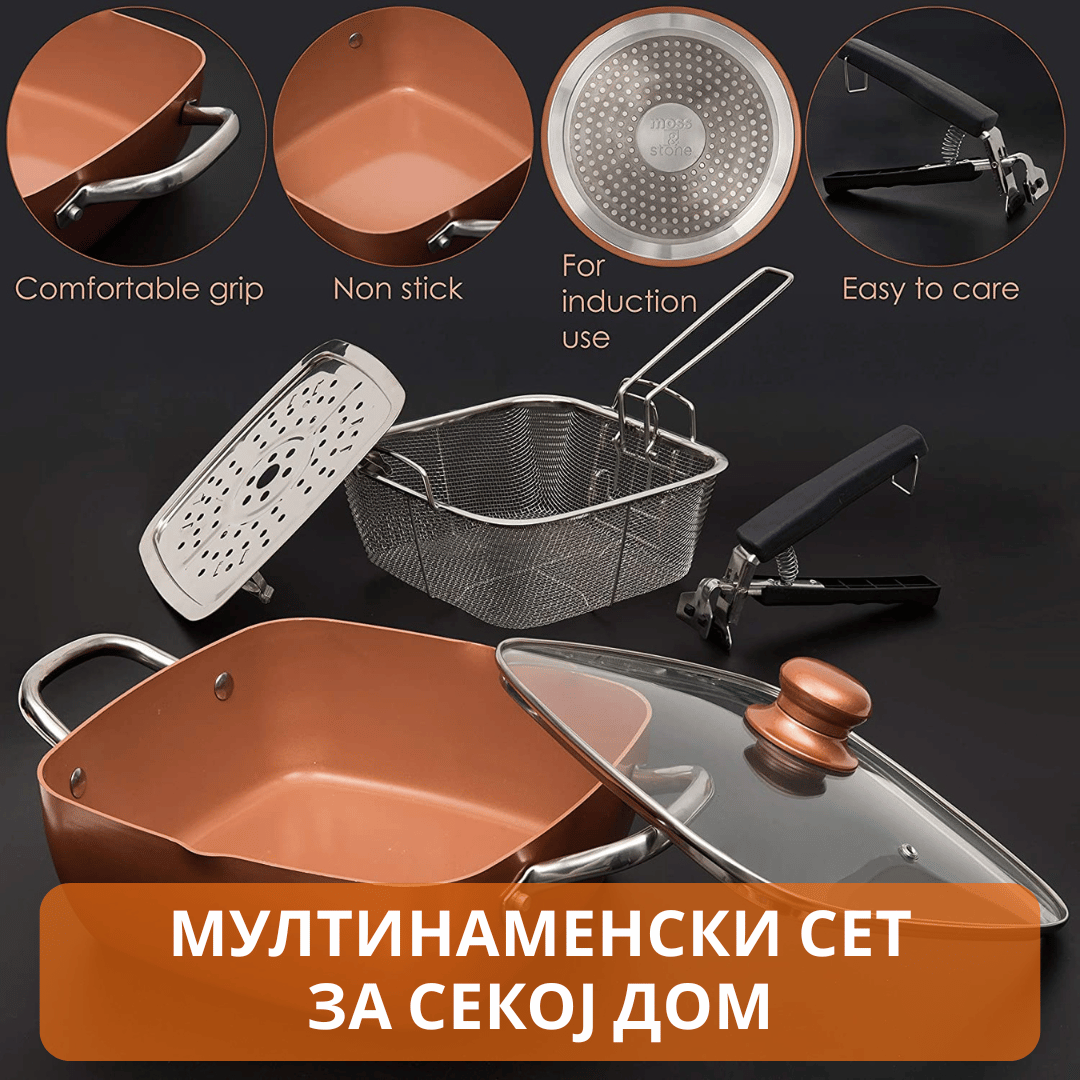 Квадратна бакарна тава со нелеплива површина (Бесплатна достава)