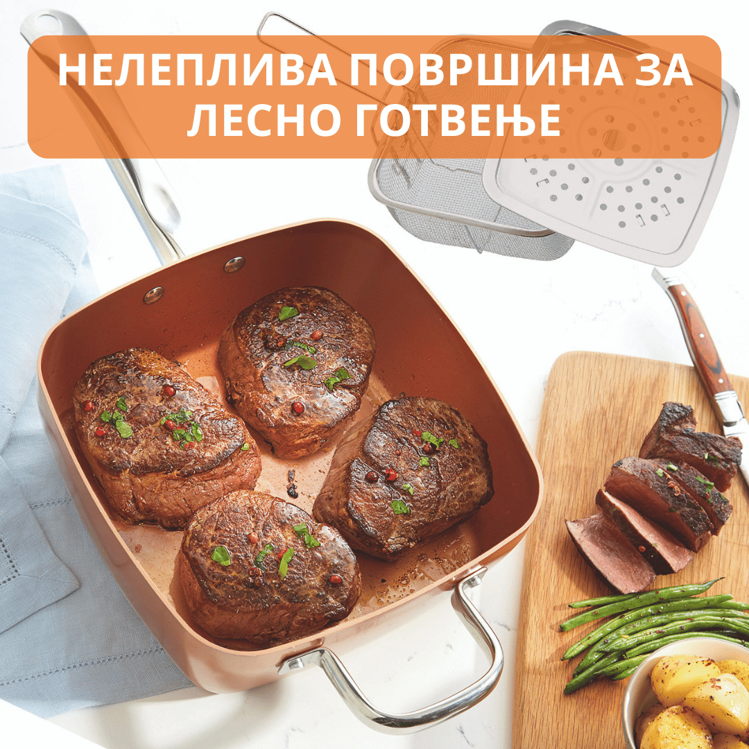 Квадратна бакарна тава со нелеплива површина (Бесплатна достава) - Image 5