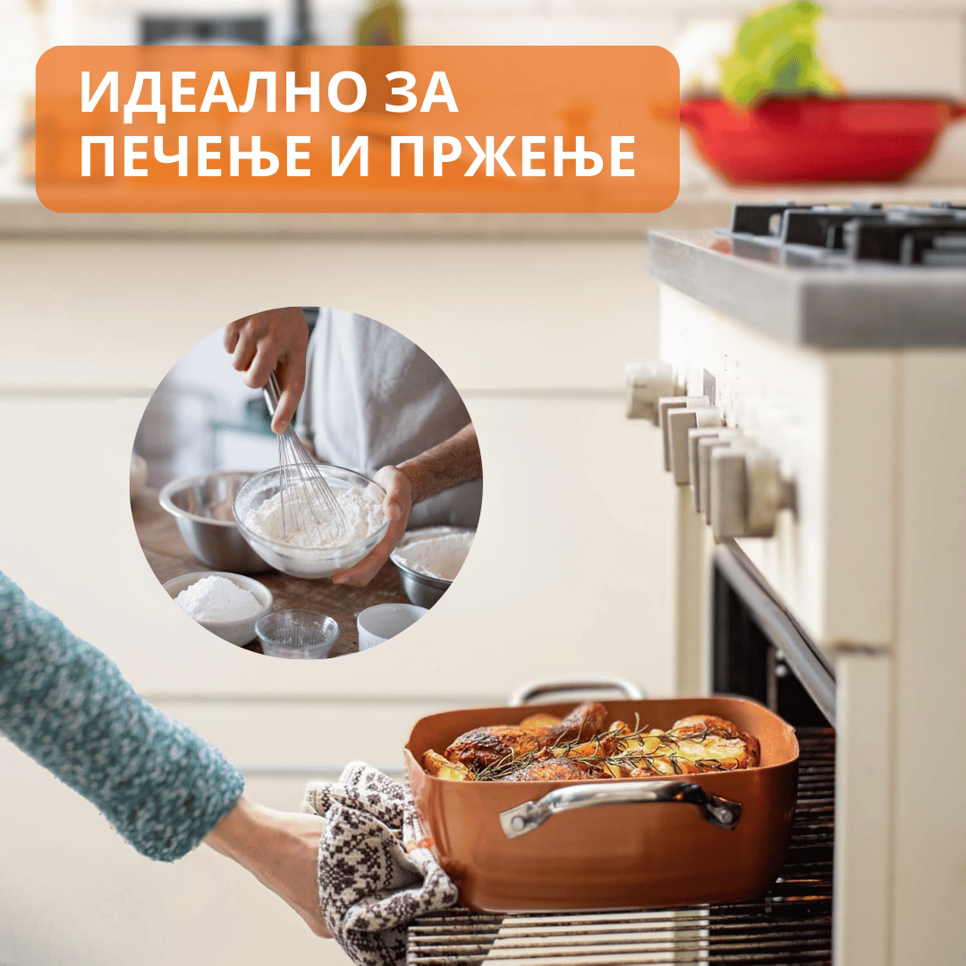 Квадратна бакарна тава со нелеплива површина (Бесплатна достава) - Image 6