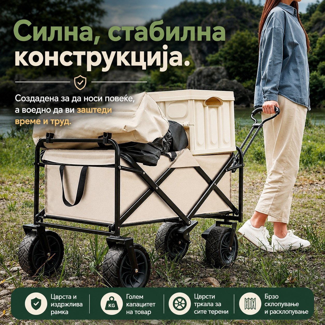 CarryPro™ Преклоплива транспортна количка со маса - Image 4